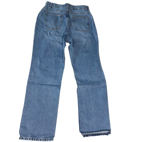 PrettyLittleThing Distressed Straight Leg Jeans - Mid Blue, Size US 6 - Picture 2 of 7